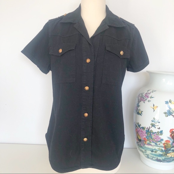 NWT Zara black denim short sleeve shirt sz S - Picture 5 of 11